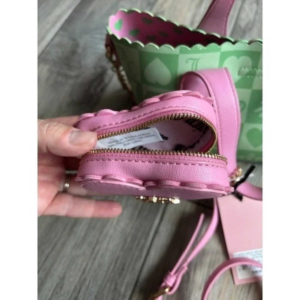 Juicy Couture Sweet Break Time Mini Bag Retro Green Pink Heart Y2K Coquette New‎
